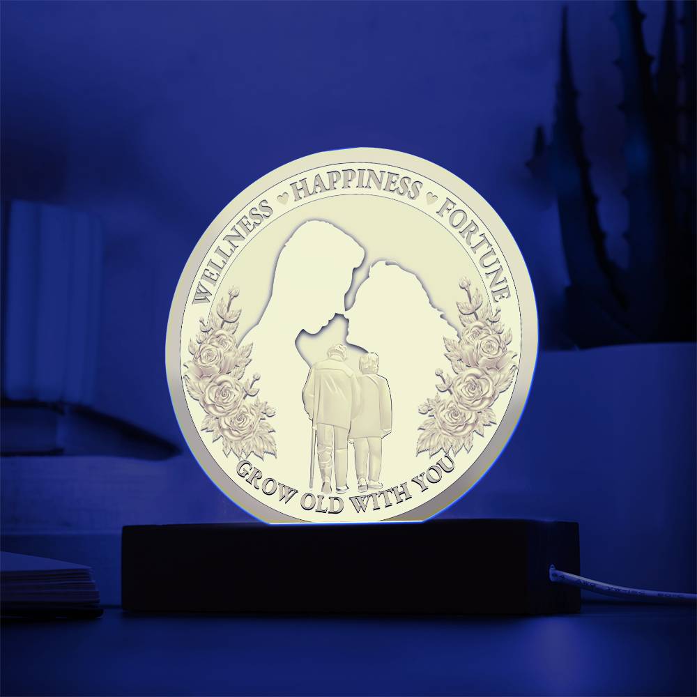 Valentine's Day Acrylic Circle Plaque Gift - Soulmate Grow Old