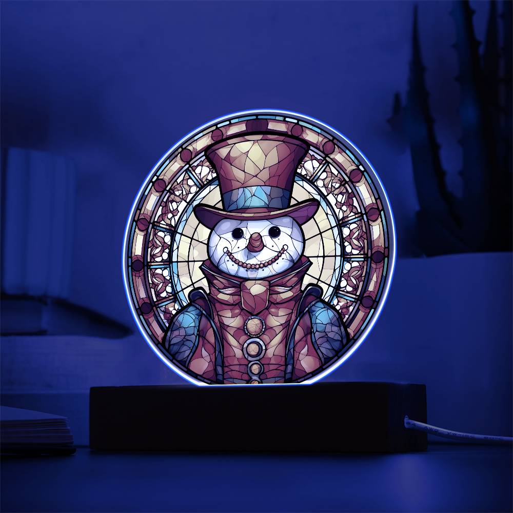 Holiday Acrylic Circle Plaque - Snowman