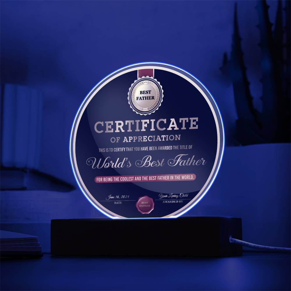 Acrylic Circle Plaque Gift For Dad - The Best Father