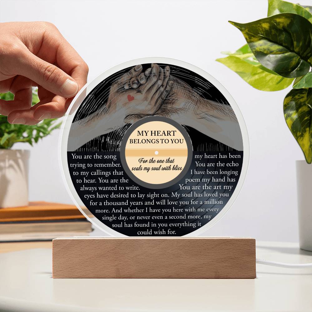 Valentine's Day Gift - Acrylic Circle Plaque - Soulmate Belongs To You