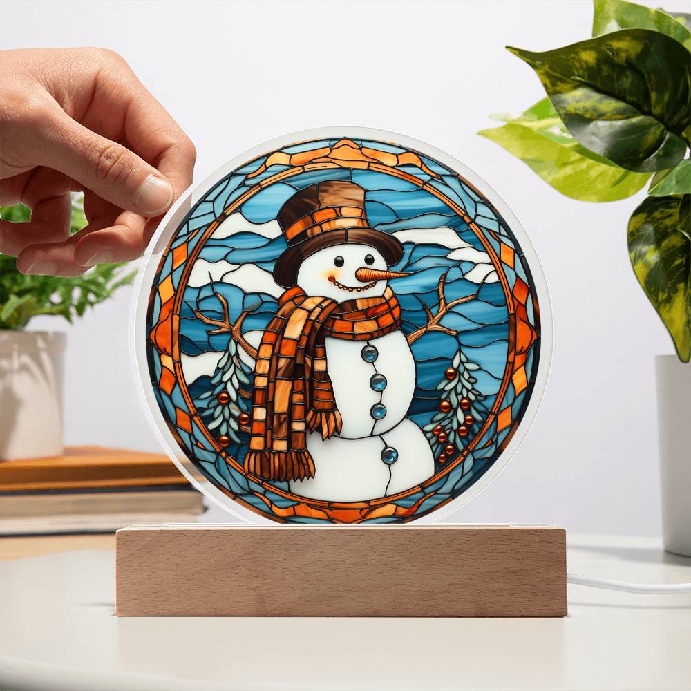 Christmas Acrylic Gift - Stained Glass Snowman