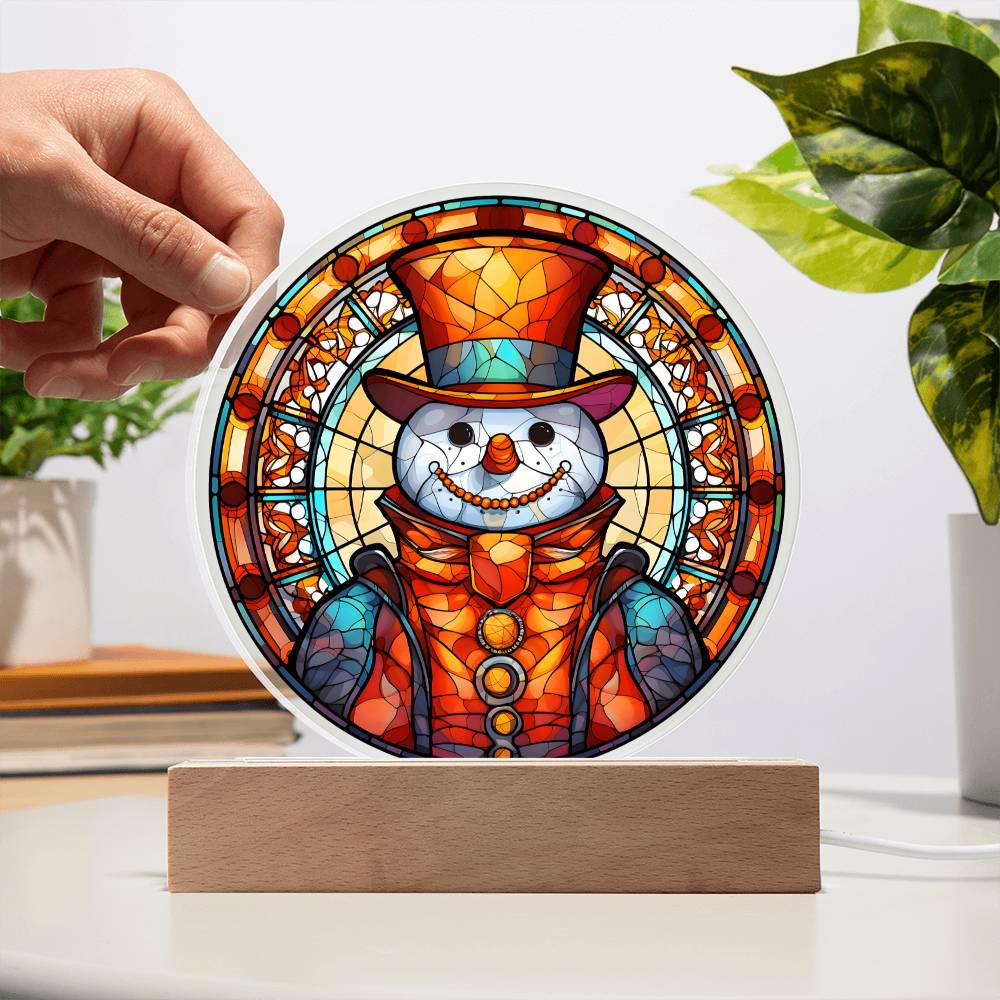 Holiday Acrylic Circle Plaque - Snowman