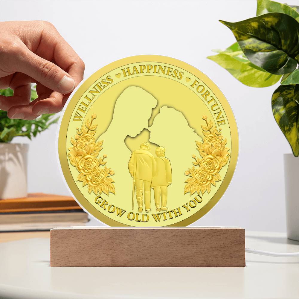 Valentine's Day Acrylic Circle Plaque Gift - Soulmate Grow Old