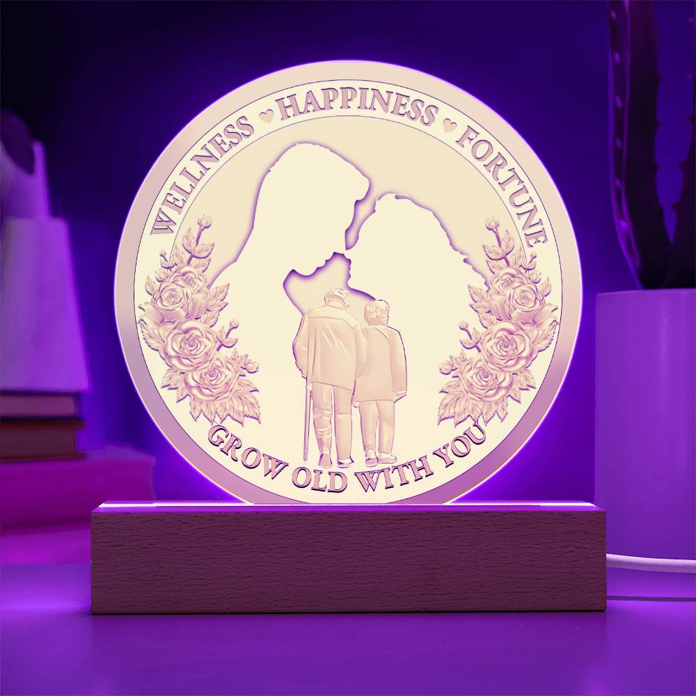 Valentine's Day Acrylic Circle Plaque Gift - Soulmate Grow Old