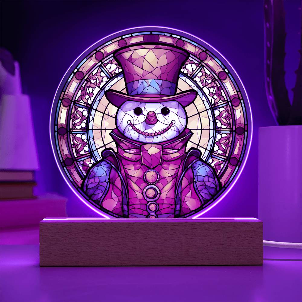 Holiday Acrylic Circle Plaque - Snowman