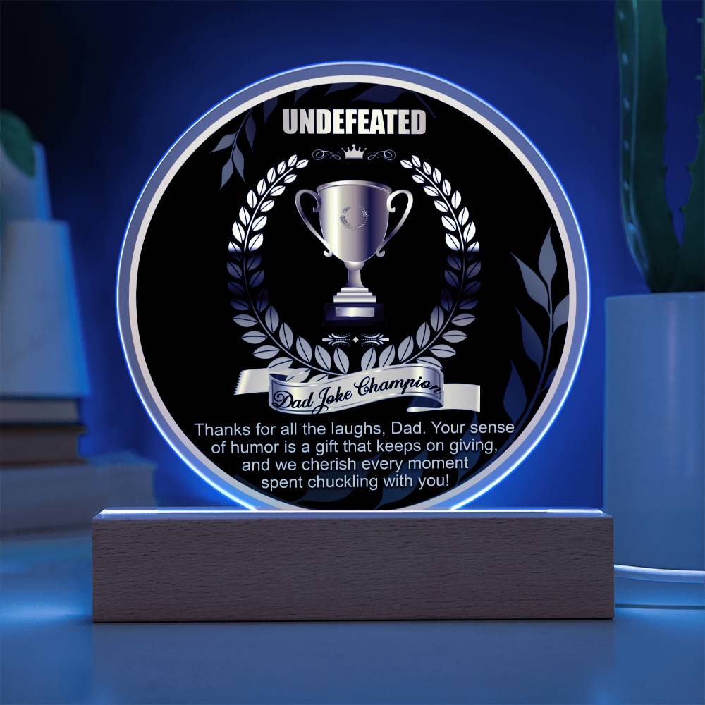 Acrylic Circle Plaque Gift For Dad - Dad Joke Champion