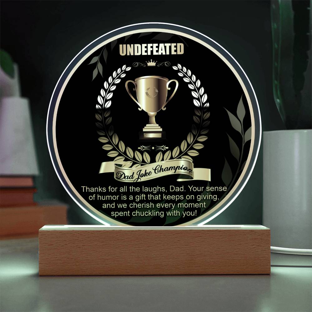 Acrylic Circle Plaque Gift For Dad - Dad Joke Champion