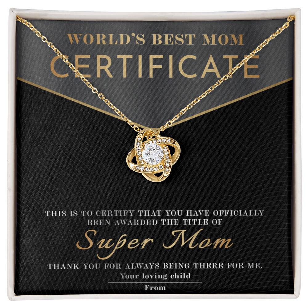 Necklace Gift For Mom - Best Mom Certificate