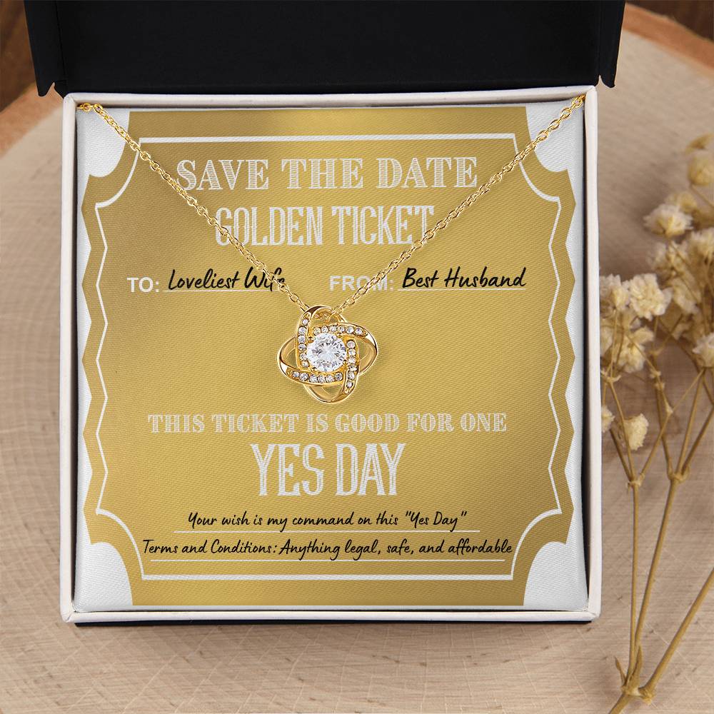 Necklace Gift For Wife - Golden Ticket