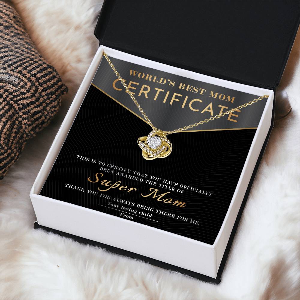 Necklace Gift For Mom - Best Mom Certificate