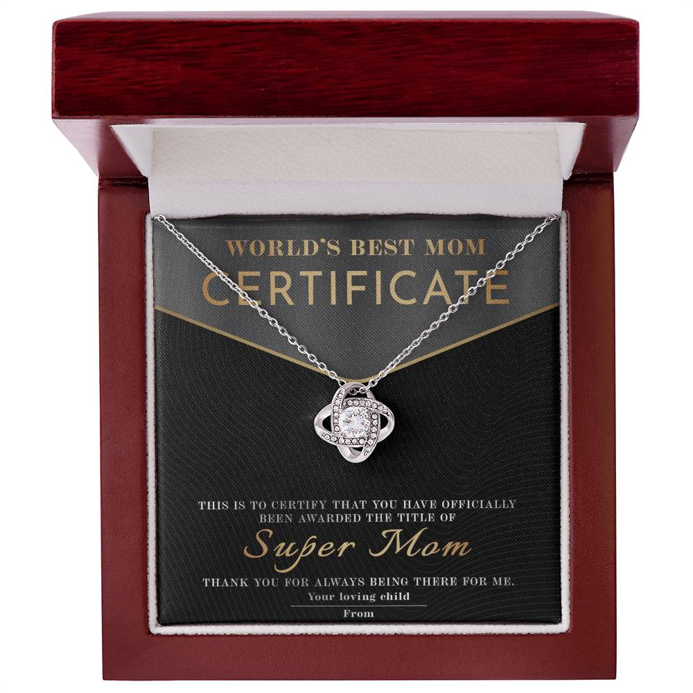 Necklace Gift For Mom - Best Mom Certificate