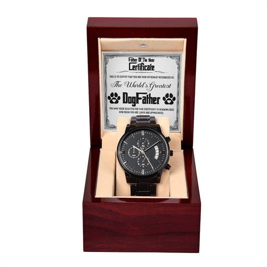 Metal Watch Gift For DogFather - Father Of The Year Certificate