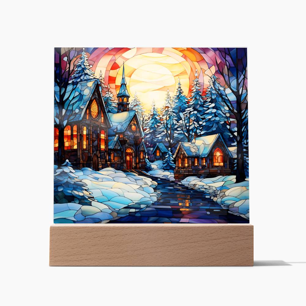 Christmas Acrylic Gift - Stained Glass Snow