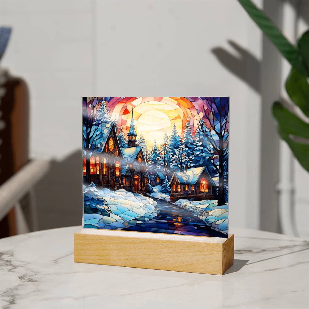 Christmas Acrylic Gift - Stained Glass Snow