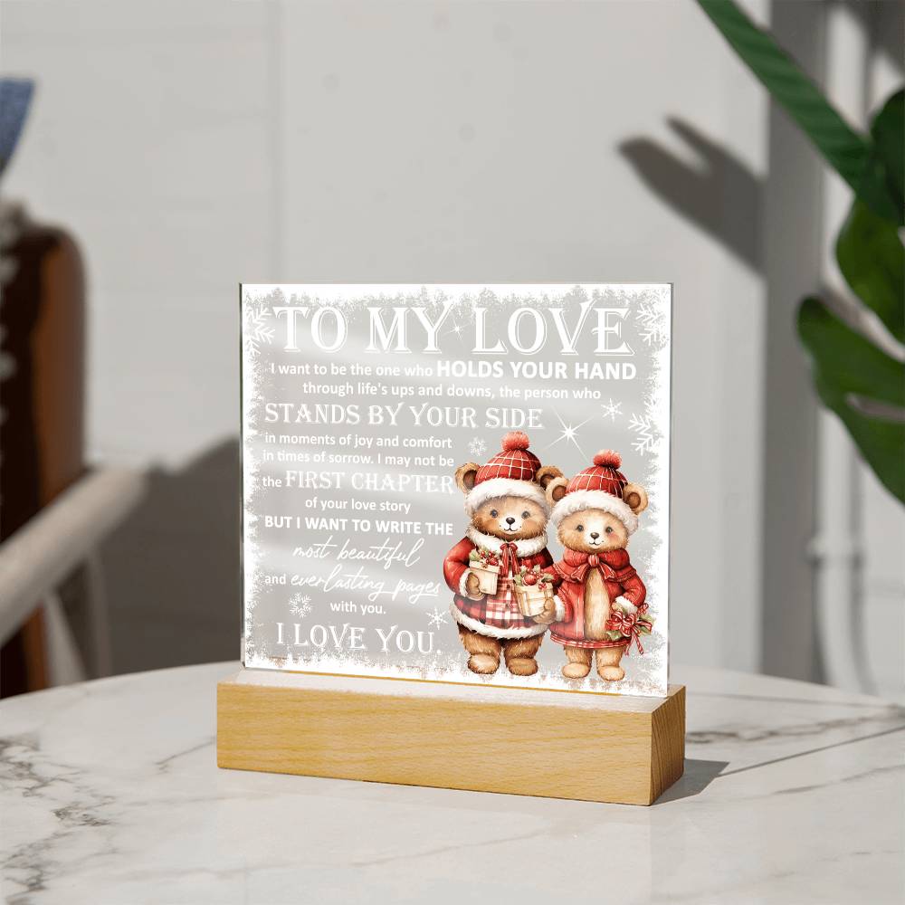 Holiday Acrylic Plaque Gift For My Love - Holds Your Hand