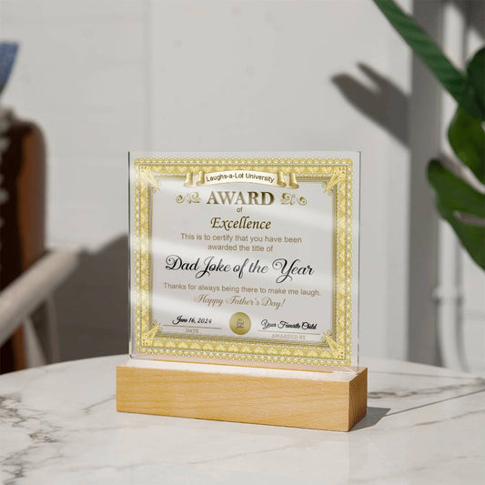 Acrylic Plaque Gift For Dad - Award of Excellence