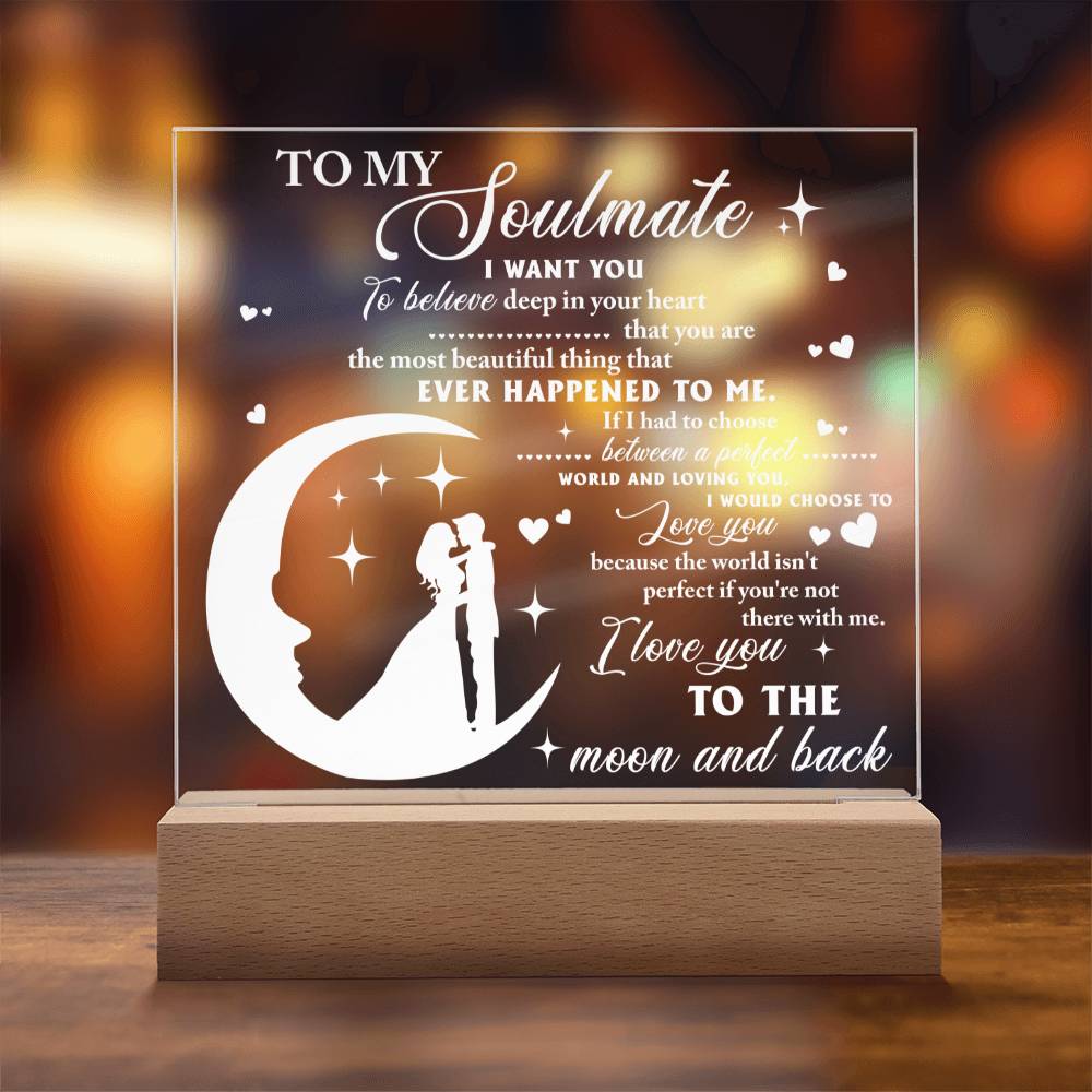 Valentine's Day Acrylic Plaque Gift - Soulmate Most Beautiful Thing