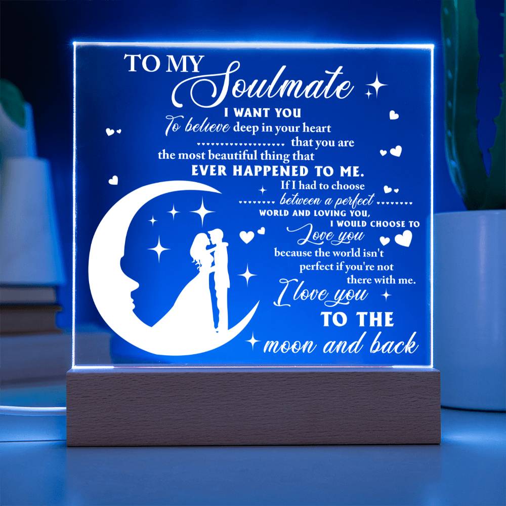 Valentine's Day Acrylic Plaque Gift - Soulmate Most Beautiful Thing