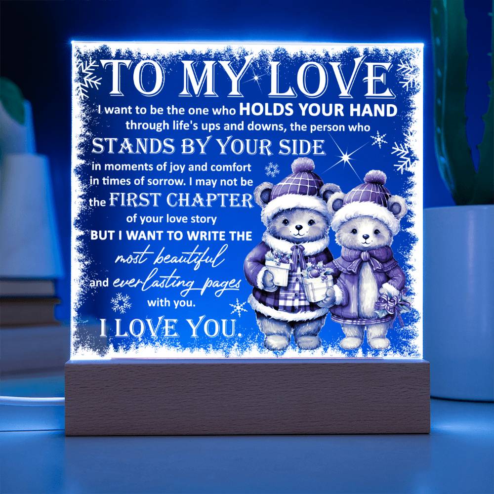 Holiday Acrylic Plaque Gift For My Love - Holds Your Hand