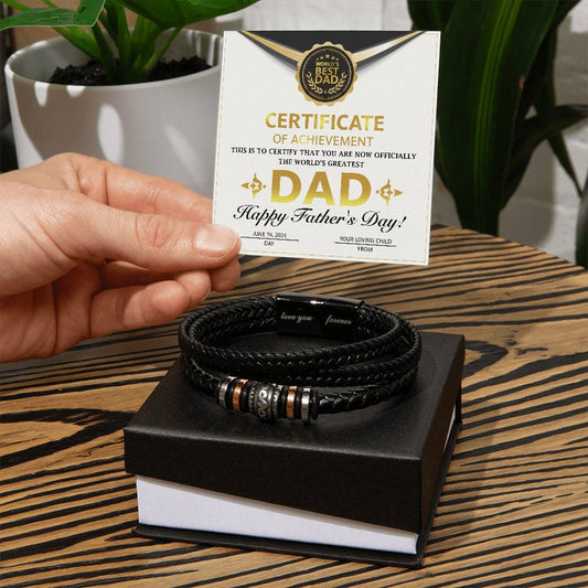 Bracelet Gift For Dad - Certificate of Achievement