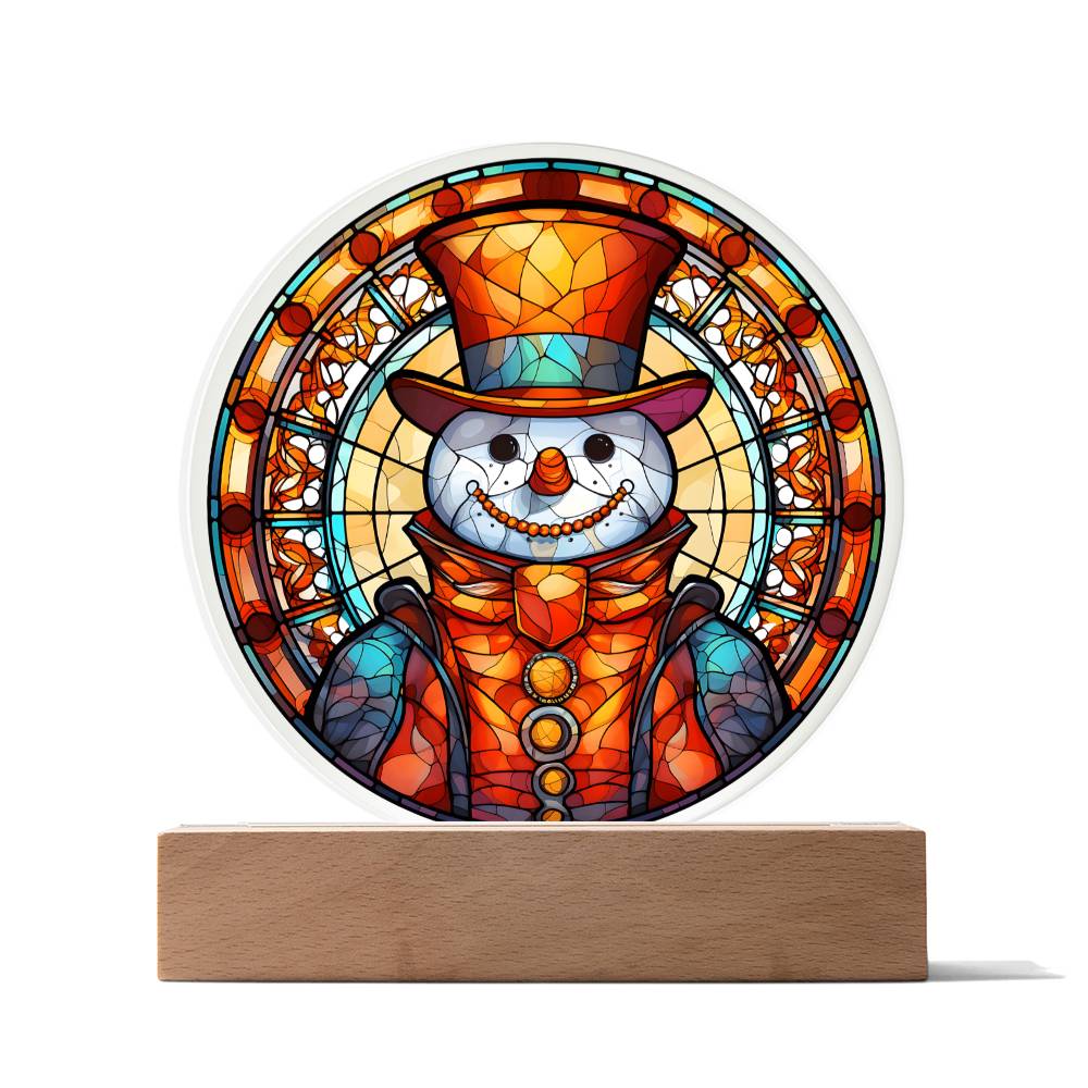 Holiday Acrylic Circle Plaque - Snowman