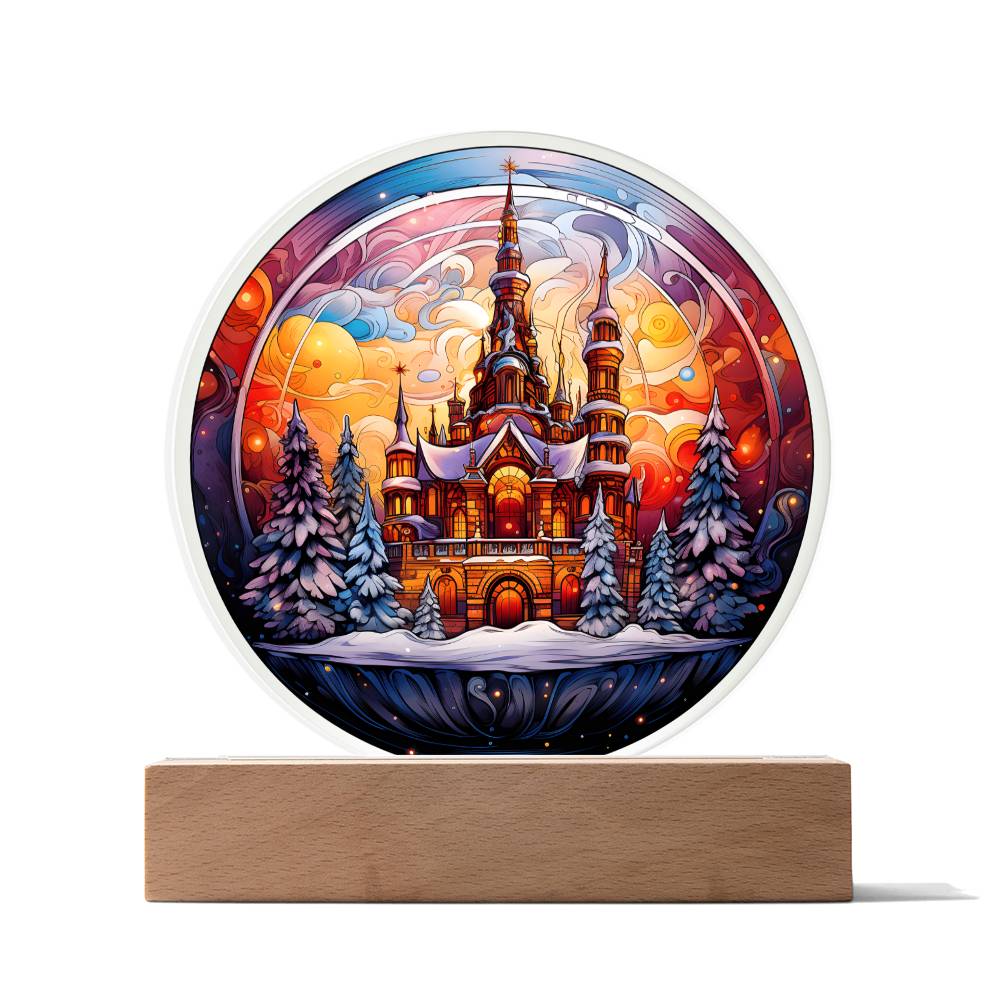 Holiday Acrylic Circle Gift - Christmas Castle