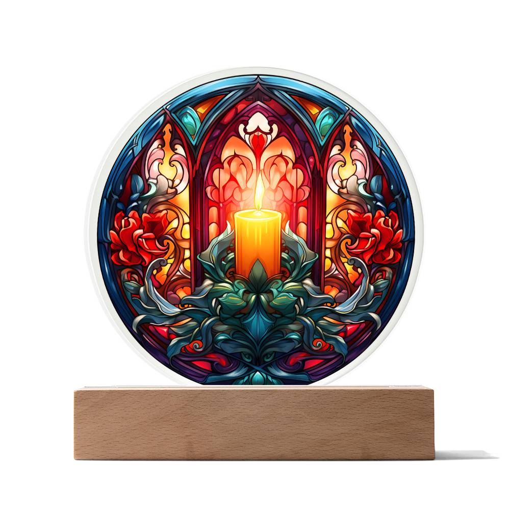 Holiday Acrylic Circle Plaque - Christmas Warm Candle