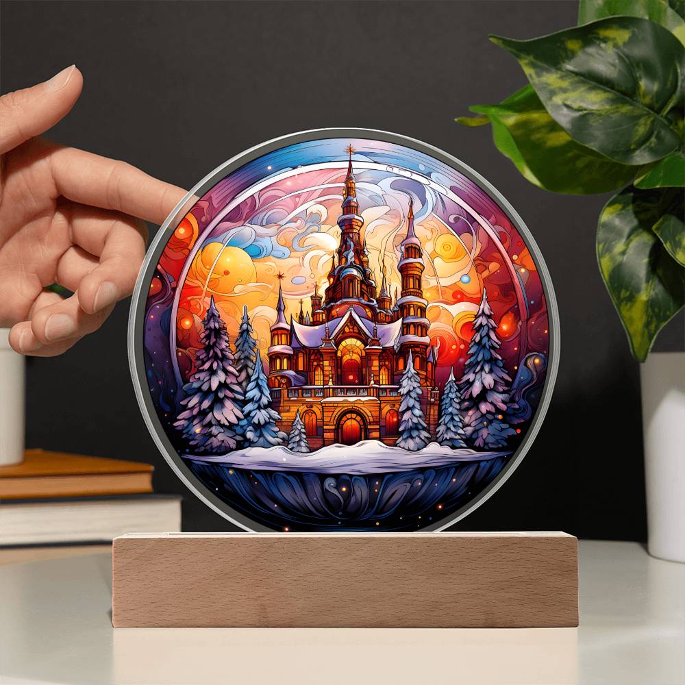 Holiday Acrylic Circle Gift - Christmas Castle