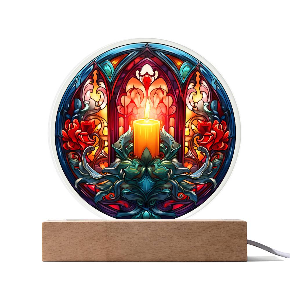 Holiday Acrylic Circle Plaque - Christmas Warm Candle