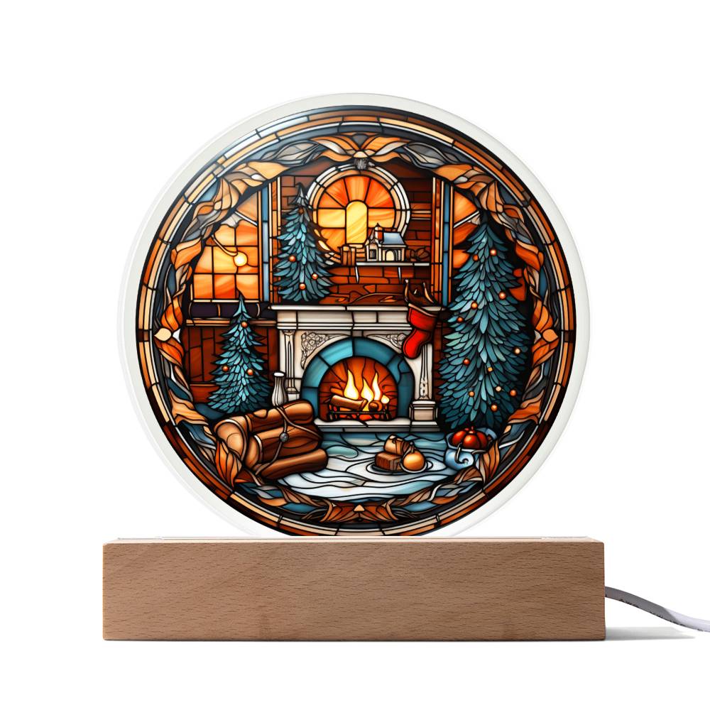 Christmas Acrylic Gift - Cozy Fireplace