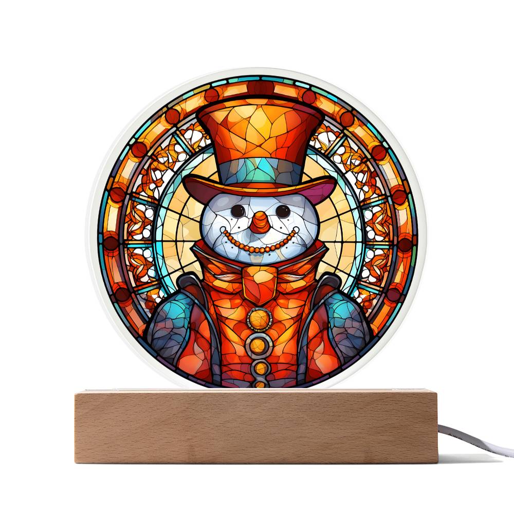 Holiday Acrylic Circle Plaque - Snowman