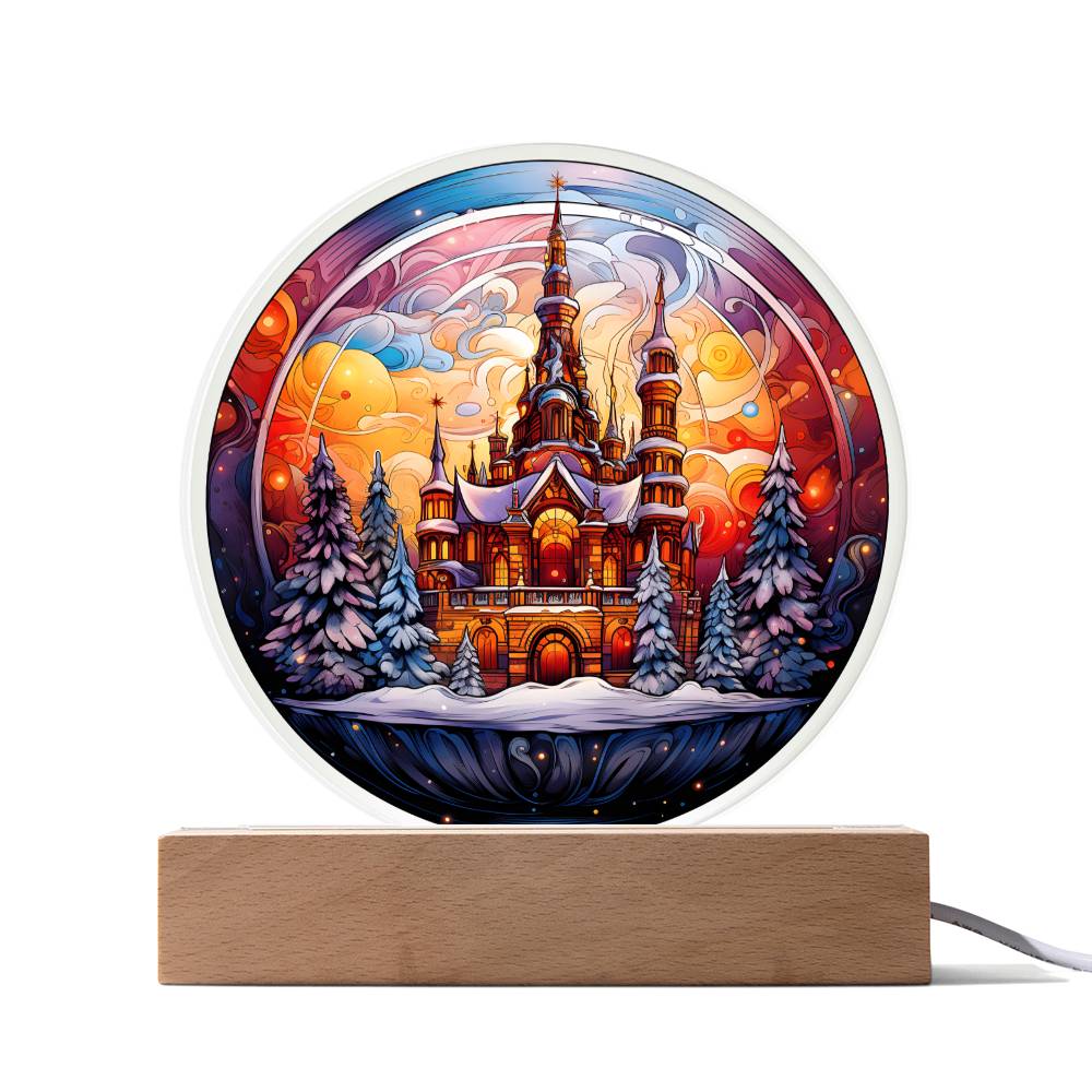 Holiday Acrylic Circle Gift - Christmas Castle