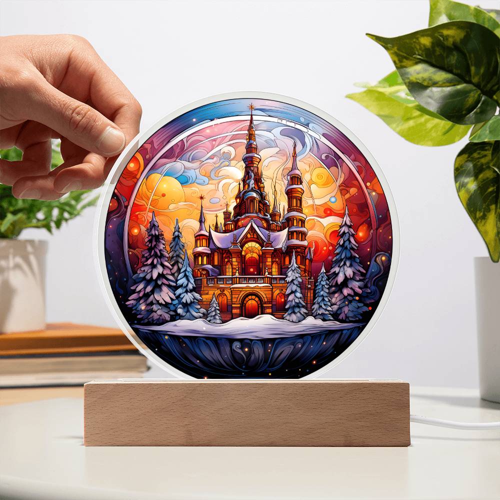 Holiday Acrylic Circle Gift - Christmas Castle