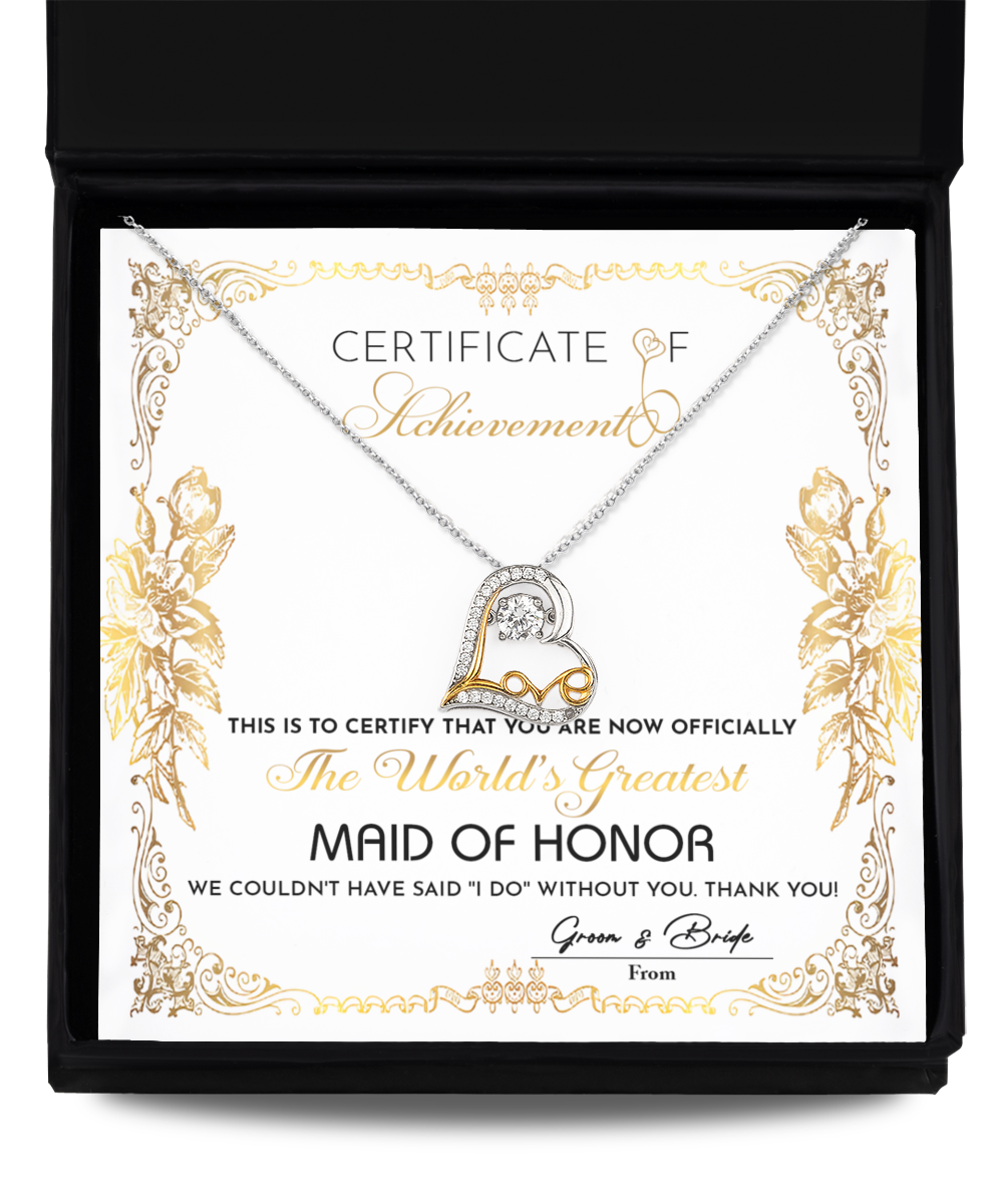 Wedding Gift For Maid Of Honor - Certificate of Achievement