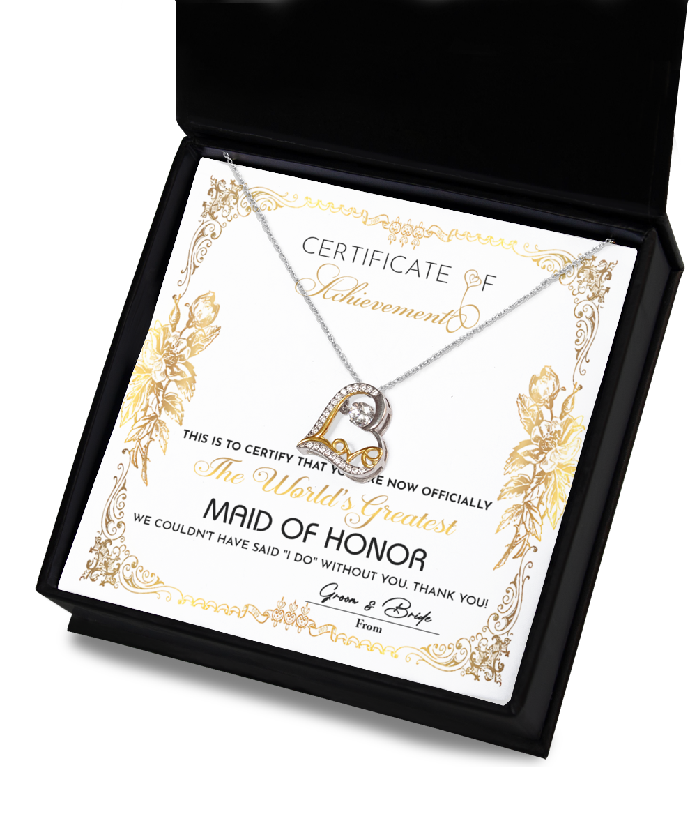 Wedding Gift For Maid Of Honor - Certificate of Achievement