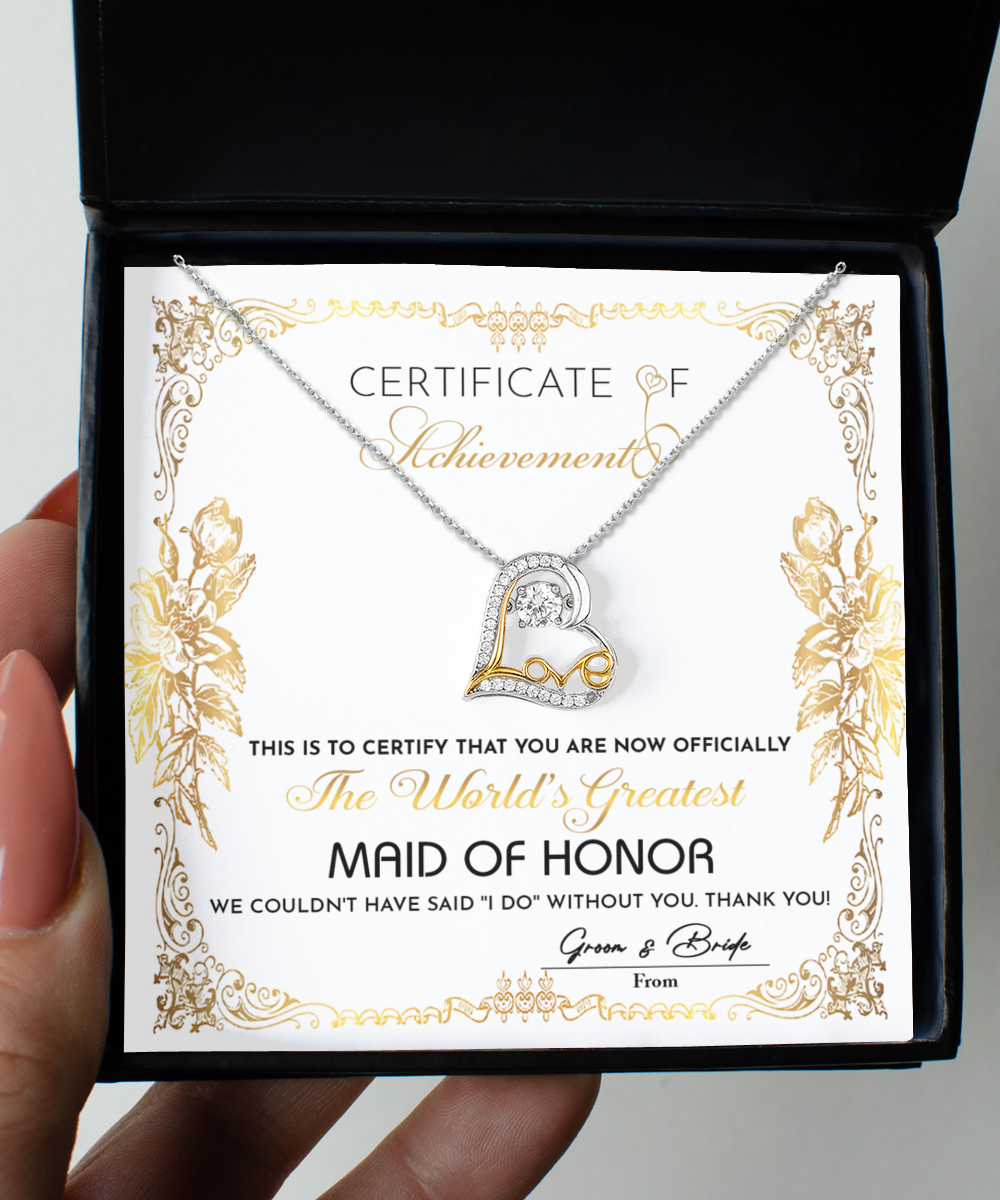 Wedding Gift For Maid Of Honor - Certificate of Achievement